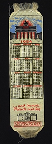 Exakta-Lesezeichen als Kalender des Jahres 1954 aus Seide