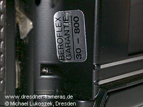 Praktica B 200 mit Beroflex-Garantiesiegel (hier: Verkaufsb�ro Bad Kissingen, Vertriebsjahr 1980)